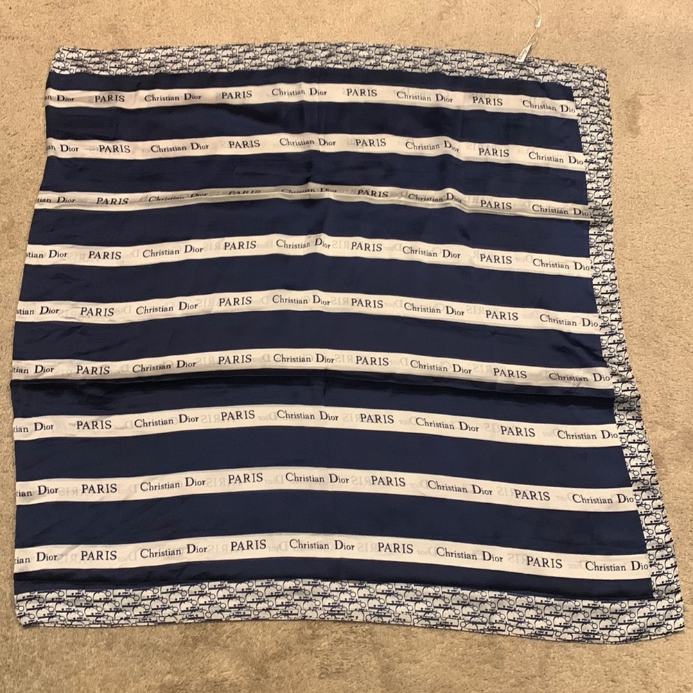 Christian Dior Cashmere Silk Logo Wrap Scarf 70” x 34.5”